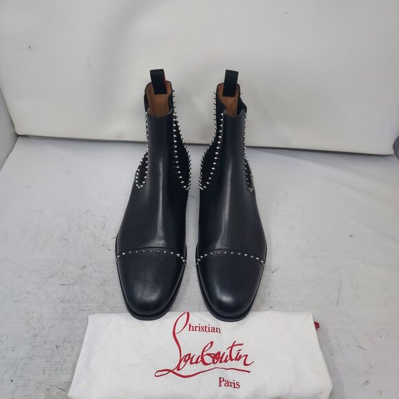 CHRISTIAN LOUBOUTIN MENS Black Smooth Leather Chelsea Cloo Spike Oxford Boot